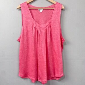 Sundance Tank Top‎ Sz XXL Coral Pink Linen Slub Knit Sleeveless Boho Coastal